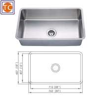 30-Inch by 18-Inch Under Mount Single Bowl Stainless Steel Kitchen Sink with small corner