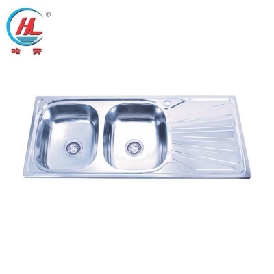 Factory Direct Sale Commercial Bathroom Stainless Steel Wash Basin Double Bowl Sink