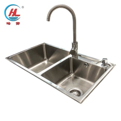 Low Price Family High Grade Luxury Double Stainless Steel Bathroom Wash Basin Double Bowl Sink